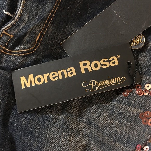 Morena Rosa Calca Premium Sequin Skinny Jeans Size 38 - Picture 15 of 16